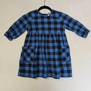 Hanna‎ Andersson blue plaid dress size 110